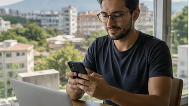 Traveller using a smartphone in El Salvador while researching mobile internet for a long stay in el salvador