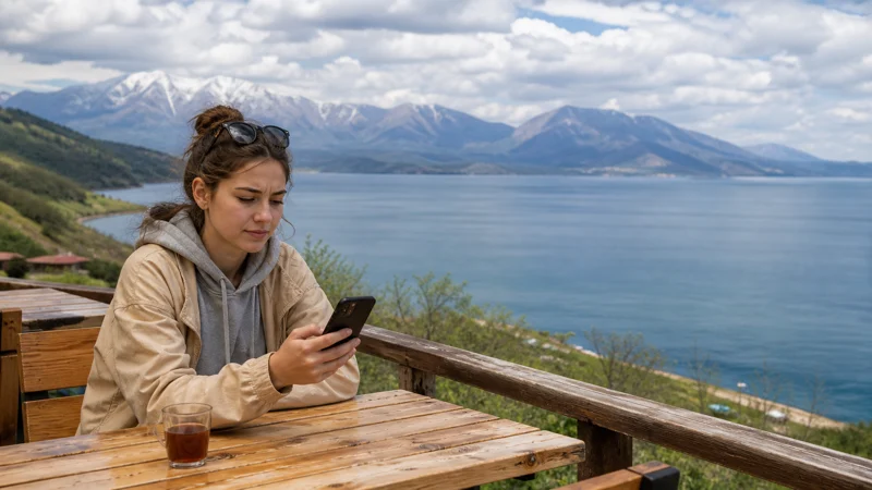 Traveller configuring troubleshooting an eSIM not working in Armenia on a smartphone in Armenia