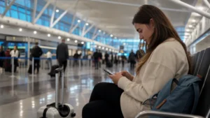 Traveller using a smartphone in Argentina for your mobile data checklist for arriving in buenos aires