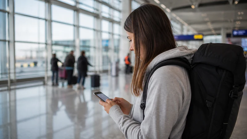 Traveller using a smartphone in Argentina for getting mobile data from ezeiza to buenos aires