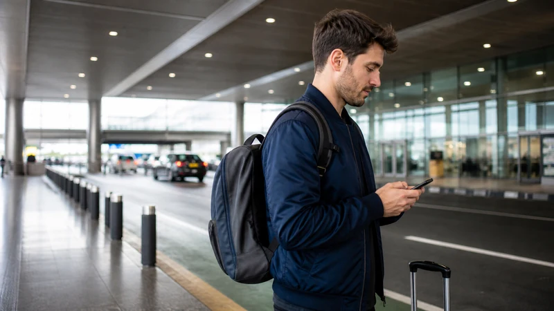 Traveller using a smartphone in Argentina for how to stay online during an ezeiza connection