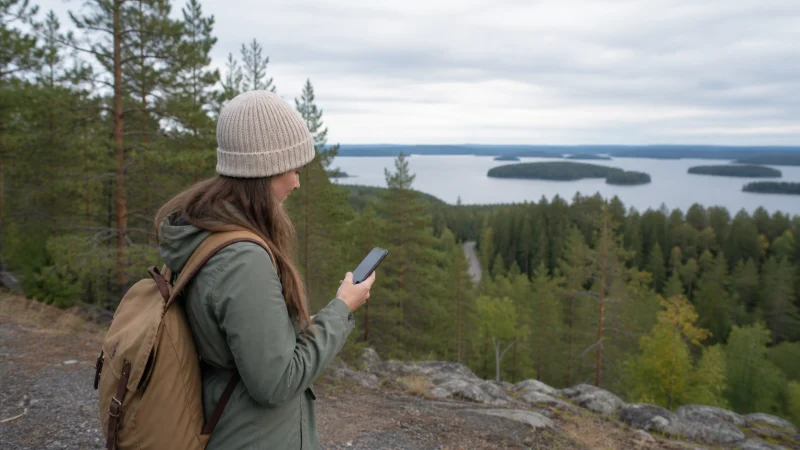 Illustrative Finland travel scene for Finland eSIM Coverage: Cities, Lapland and Remote Routes