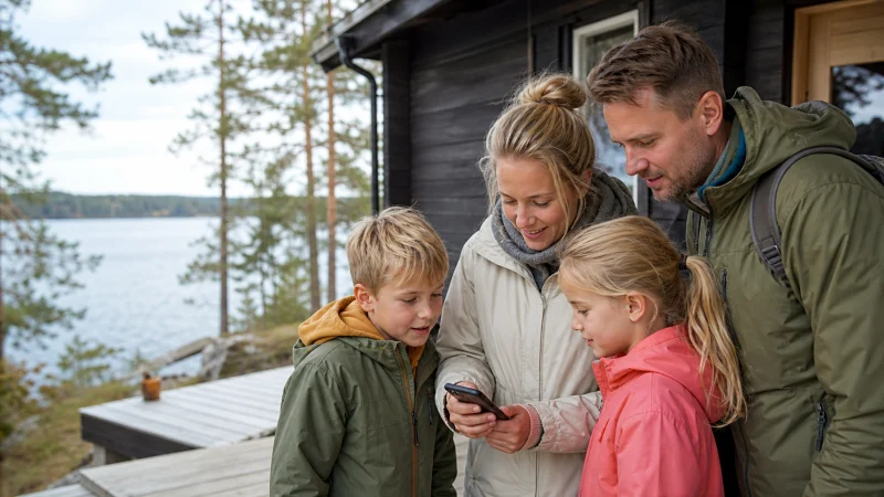 Illustrative Finland travel scene for Mobile Internet for a Family Trip to Finland