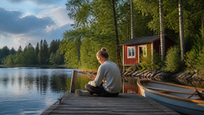 Illustrative Finland travel scene for Mobile Internet in Finland’s Lakeland Region