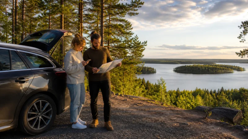 Illustrative Finland travel scene for Mobile Internet for a Finland Road Trip