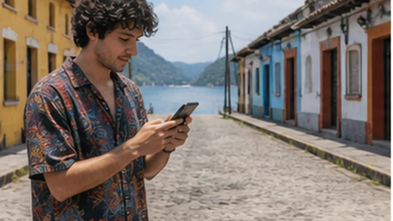 Traveller using a smartphone in Guatemala for flores guatemala mobile internet