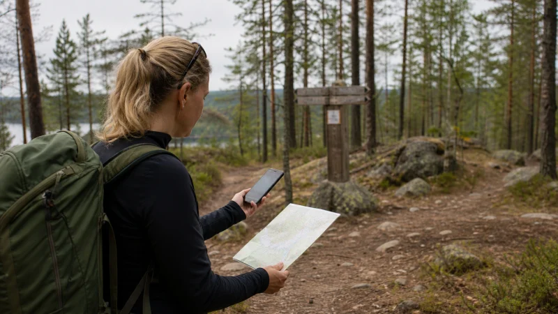 Illustrative Finland travel scene for Using Google Maps in Finland Without Wasting Data