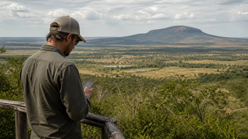 Traveller viewing Gorongosa National Park in Mozambique