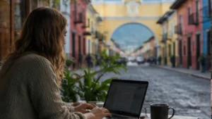 Traveller using a smartphone in Guatemala for guatemala digital nomad internet