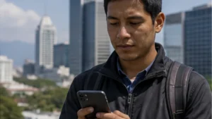 Traveller using a smartphone in Guatemala for guatemala esim android