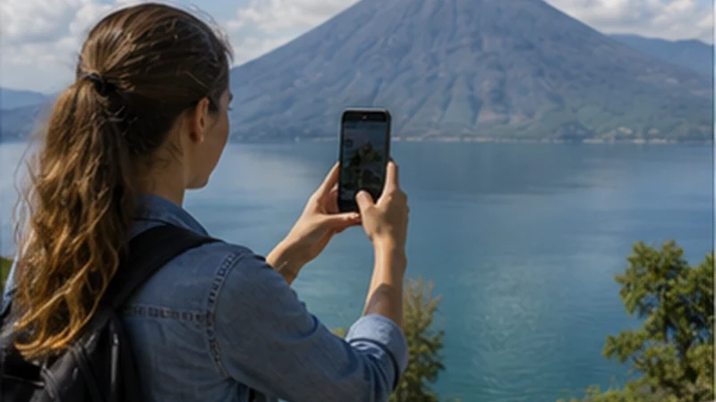Traveller using a smartphone in Guatemala for guatemala esim coverage