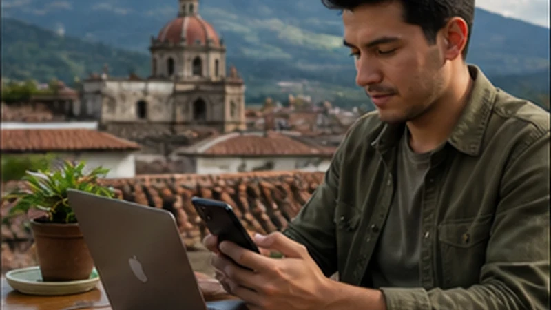 Traveller using a smartphone in Guatemala for guatemala esim hotspot