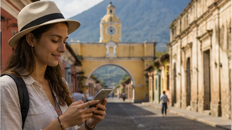 Traveller using a smartphone in Guatemala for guatemala esim iphone