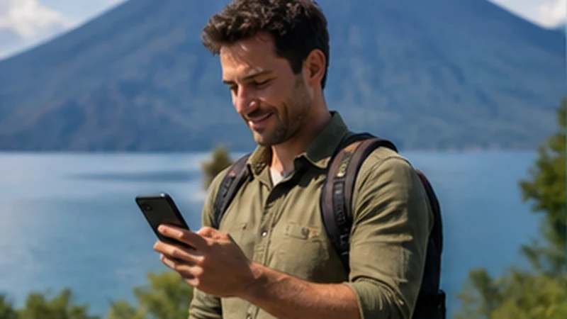Traveller using a smartphone in Guatemala for guatemala esim value guide