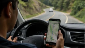 Traveller using a smartphone in Guatemala for guatemala road trip mobile internet
