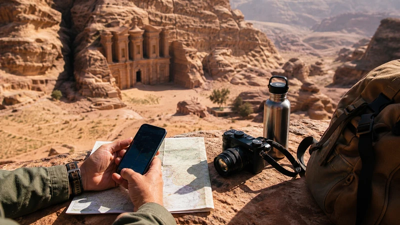 Traveller using a smartphone in Jordan for how much data do you need for jordan travel?