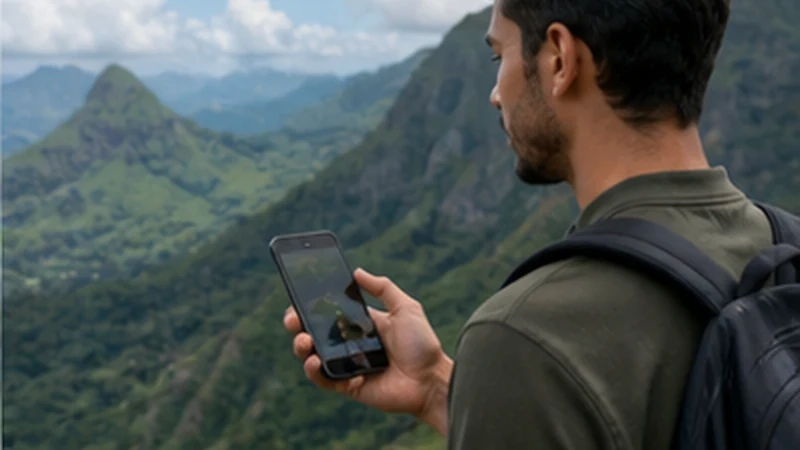 Traveller using a smartphone in Mauritius while researching how much mobile data do you need in mauritius?