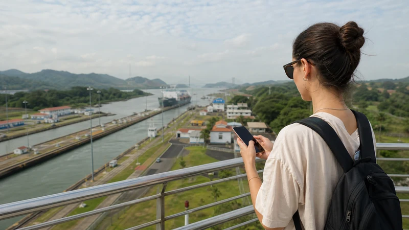 Traveller using a smartphone in Panama for how much data panama