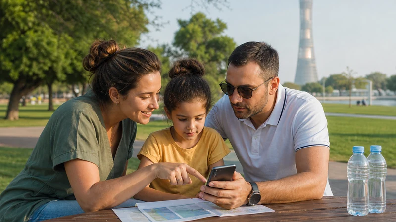 Traveller using a smartphone in Qatar for how much data do you need for qatar travel?
