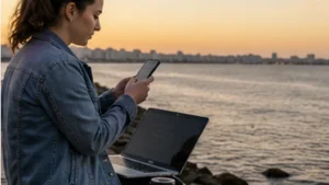 Traveller using a smartphone in Uruguay for how much data uruguay