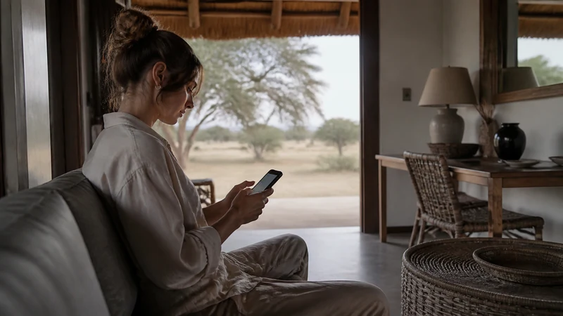 Traveller installing an eSIM on private Wi-Fi.