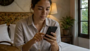Traveller using a smartphone in Guatemala for install esim guatemala