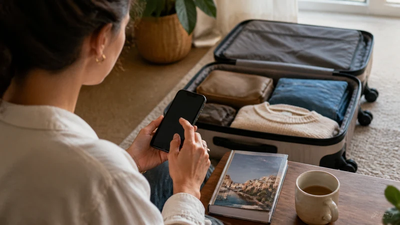 Traveller using a smartphone in Malta while installing an eSIM before travelling to Malta