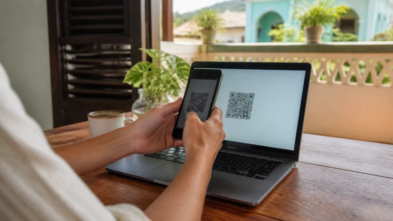 Traveller using a smartphone in Puerto Rico while installing an eSIM for Puerto Rico