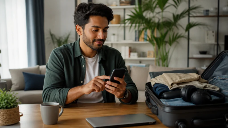 Traveller installing a Saudi Arabia eSIM before departure.