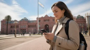 Traveller using a smartphone in Argentina for a traveller’s guide to mobile internet in argentina