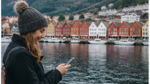 Norway travel connectivity scene for internet in bergen for tourists
