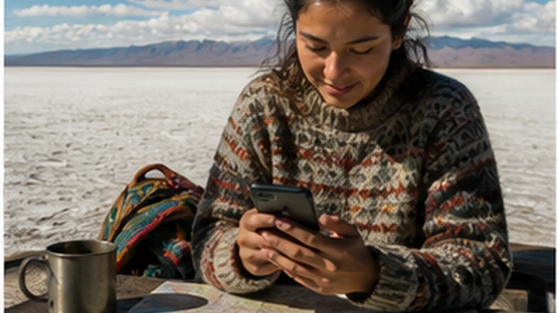 Traveller using a smartphone in Bolivia while researching internet in bolivia for tourists: complete connectivity guide