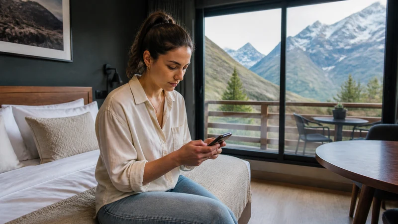 Traveller using a smartphone in Chile for a traveller’s guide to mobile internet in chile