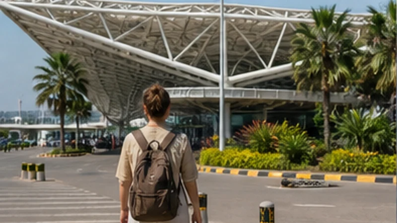 Traveller using mobile internet at Dar es Salaam Airport
