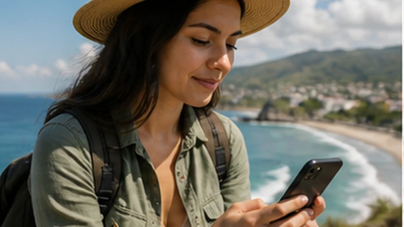 Traveller using a smartphone in El Salvador while researching internet in el salvador for tourists: complete connectivity guide