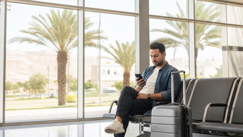 Passenger with luggage in salalah airport