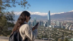 Traveller using a smartphone in Chile for how visitors can stay connected in santiago