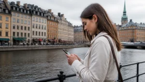 Traveller using a smartphone while preparing for internet in sweden for tourists: a practical connectivity guide