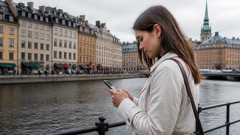 Traveller using a smartphone while preparing for internet in sweden for tourists: a practical connectivity guide