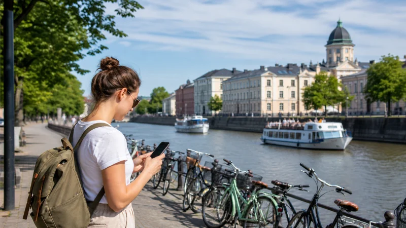 Illustrative Finland travel scene for Internet in Turku for Tourists