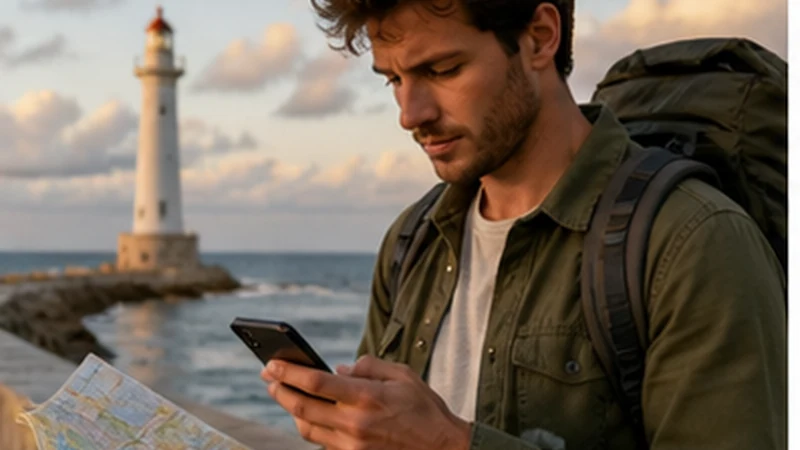 Traveller using a smartphone in Uruguay for internet uruguay tourists