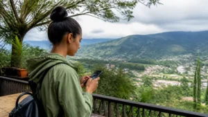 Traveller using a smartphone in the Dominican Republic for jarabacoa mobile internet