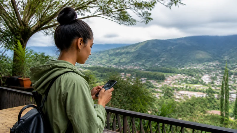 Traveller using a smartphone in the Dominican Republic for jarabacoa mobile internet