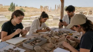 Traveller using a smartphone in Jordan for jordan student travel internet: study and budget guide