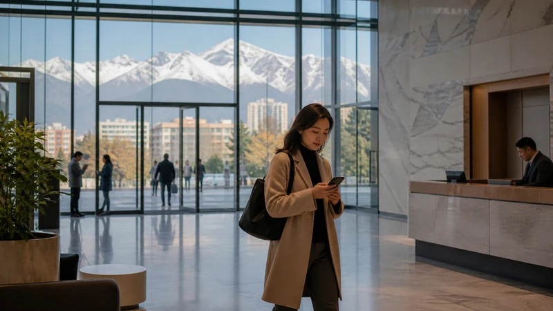Traveller using a smartphone in Kyrgyzstan for kyrgyzstan business travel internet
