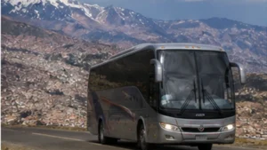 Traveller using a smartphone in Bolivia while researching staying connected between la paz and uyuni