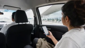 Traveller using a smartphone in Peru for lima airport to miraflores mobile internet