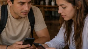 Traveller using a smartphone in El Salvador while researching local sim vs esim in el salvador: which should you choose?