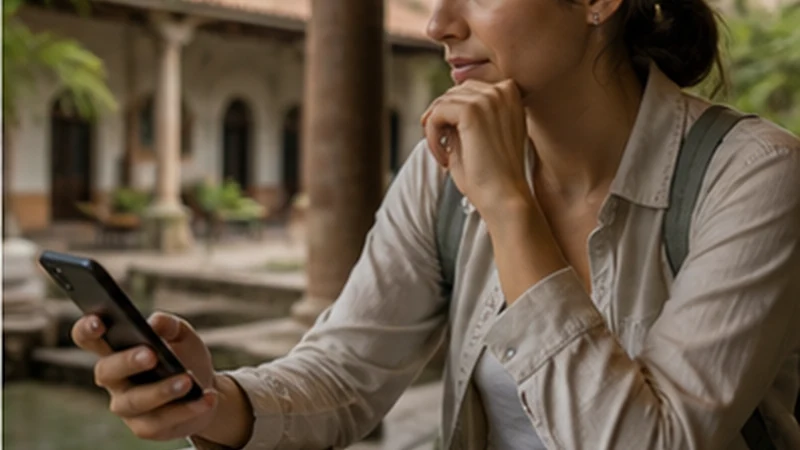 Traveller using a smartphone in Guatemala for local sim vs esim guatemala