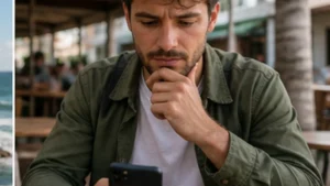 Traveller using a smartphone in Uruguay for local sim vs esim uruguay